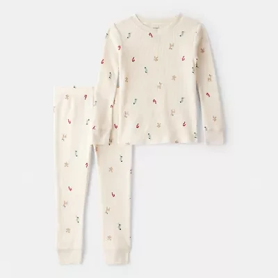 Carter's Family Matching Holiday Toddler Unisex Rib Round Neck Long Sleeve 2-pc. Pajama Sets