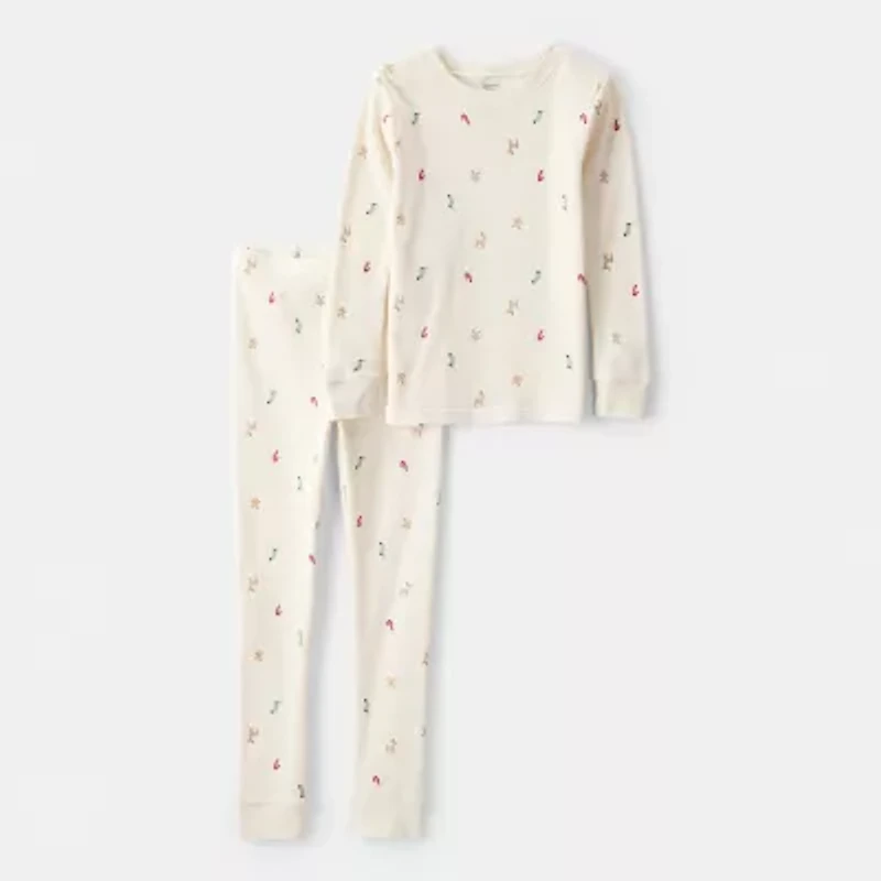 Carter's Family Matching Holiday Little & Big Kid Unisex Rib Round Neck Long Sleeve 2-pc. Pajama Sets