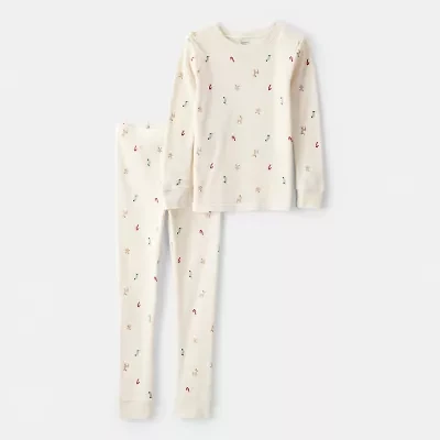 Carter's Family Matching Holiday Little & Big Kid Unisex Rib Round Neck Long Sleeve 2-pc. Pajama Sets