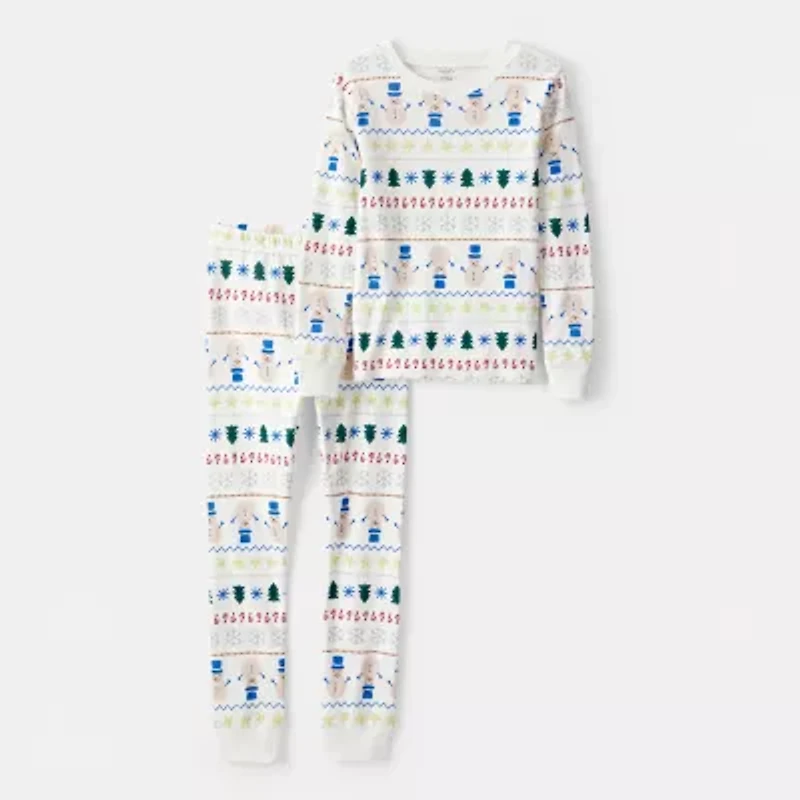 Carter's Family Matching Fairisle Little & Big Kid Unisex Rib Round Neck Long Sleeve 2-pc. Pajama Sets