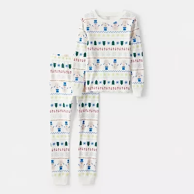 Carter's Family Matching Fairisle Little & Big Kid Unisex Rib Round Neck Long Sleeve 2-pc. Pajama Sets