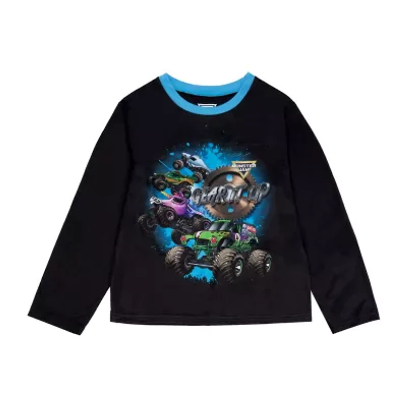 Big Kid Boys Monster Jam Crew Neck Long Sleeve 2-pc. Pajama Sets