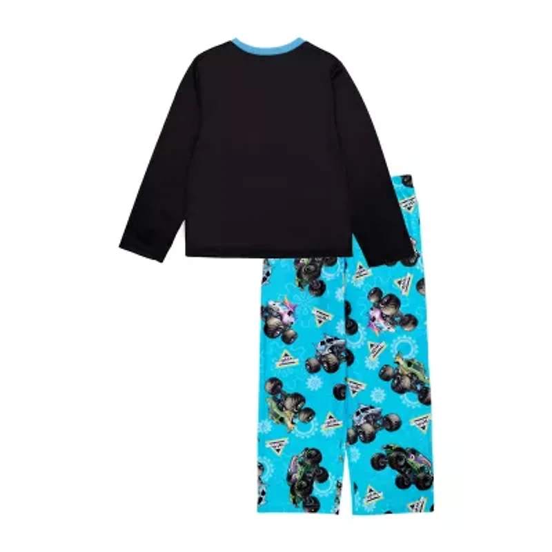 Big Kid Boys Monster Jam Crew Neck Long Sleeve 2-pc. Pajama Sets
