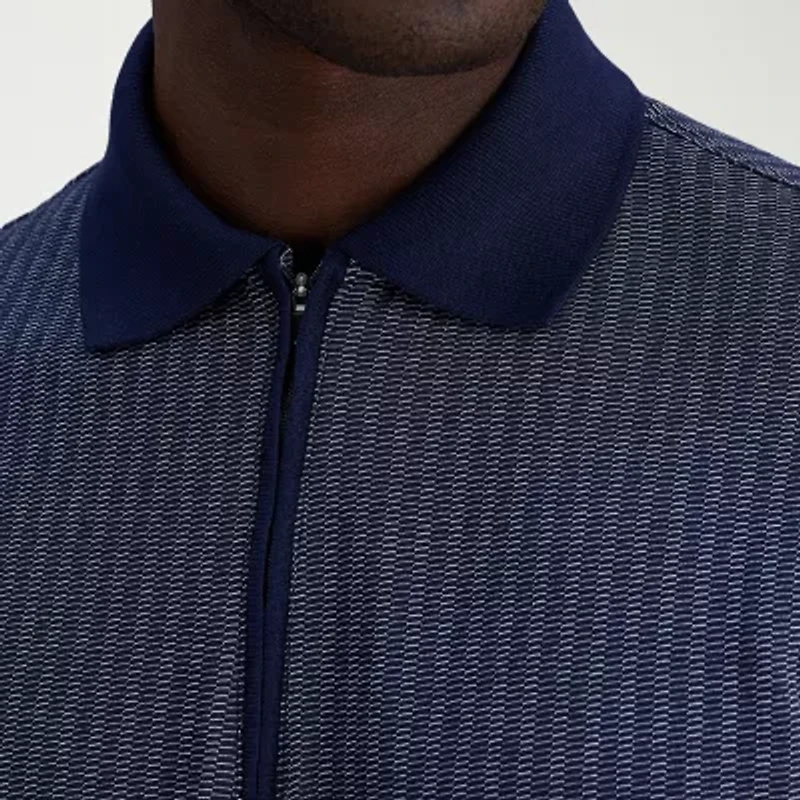 Haggar Premium Comfort Houndstooth Mens Regular Fit Short Sleeve Polo Shirt