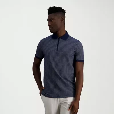 Haggar Premium Comfort Houndstooth Mens Regular Fit Short Sleeve Polo Shirt