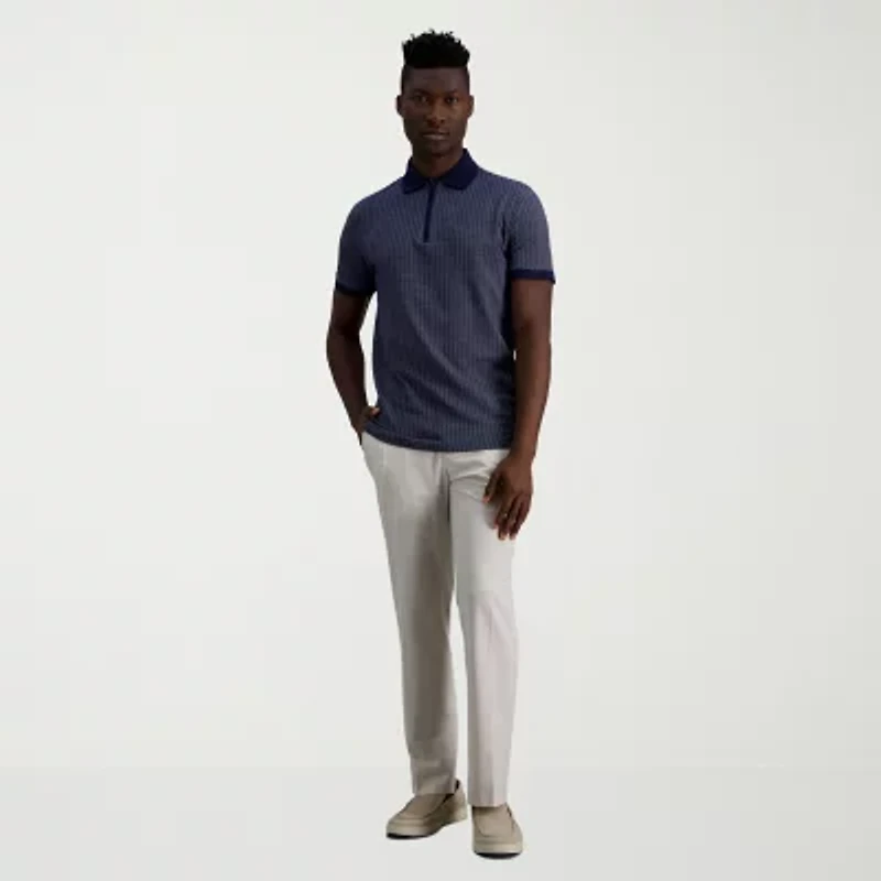 Haggar Premium Comfort Houndstooth Mens Regular Fit Short Sleeve Polo Shirt