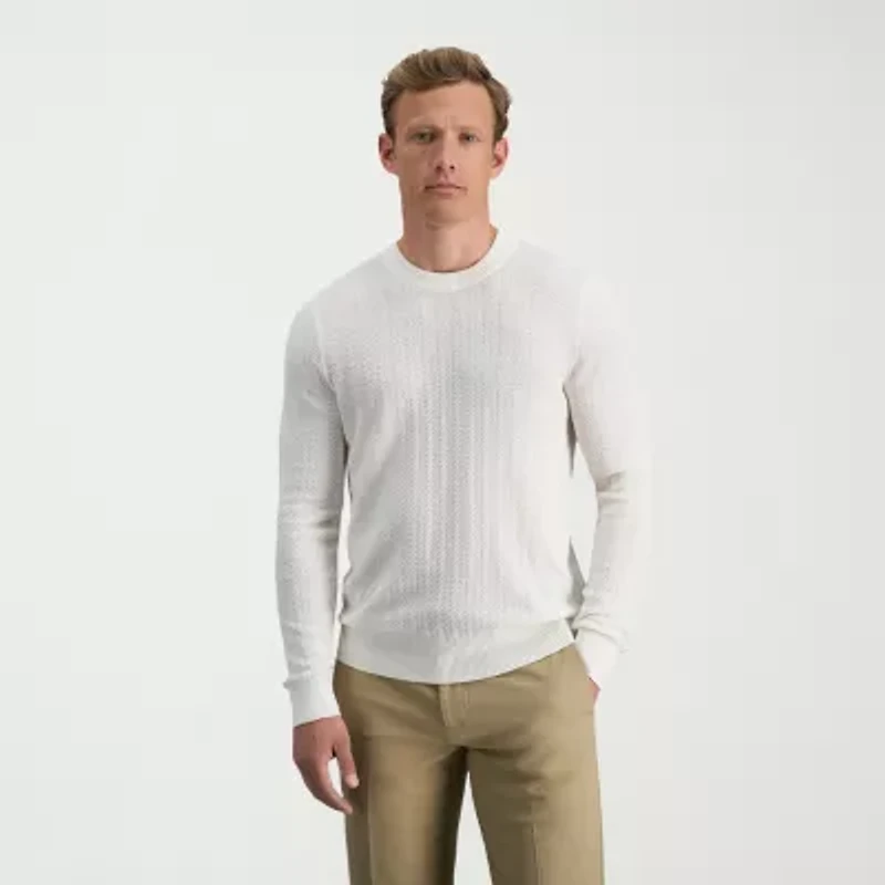 Haggar Mens Crew Neck Long Sleeve Pullover Sweater