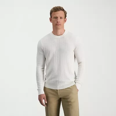 Haggar Mens Crew Neck Long Sleeve Pullover Sweater