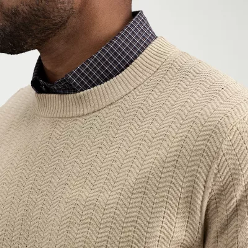 Haggar Mens Crew Neck Long Sleeve Pullover Sweater