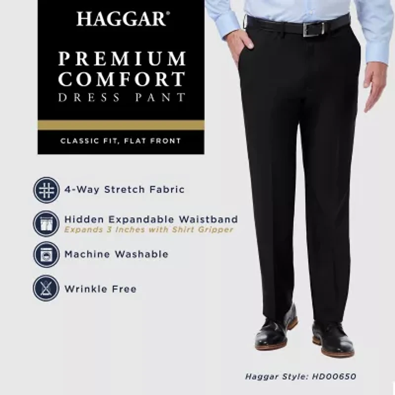 Haggar Premium Comfort Mens Classic Fit Flat Front Pant