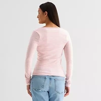 Forever 21 Womens Long Sleeve Fitted Juniors Henley Shirt