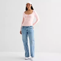 Forever 21 Womens Long Sleeve Fitted Juniors Henley Shirt