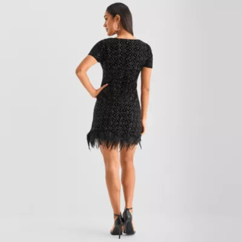 Bob Mackie Womens Short Sleeve A-Line Dress