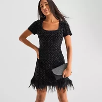 Bob Mackie Womens Short Sleeve A-Line Dress