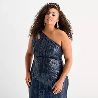 Bob Mackie Womens Plus Sleeveless Beaded Evening Gown