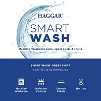 Haggar Smart Wash Mens Slim Fit Easy Care Long Sleeve Dress Shirt