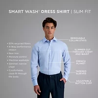 Haggar Smart Wash Mens Slim Fit Easy Care Long Sleeve Dress Shirt