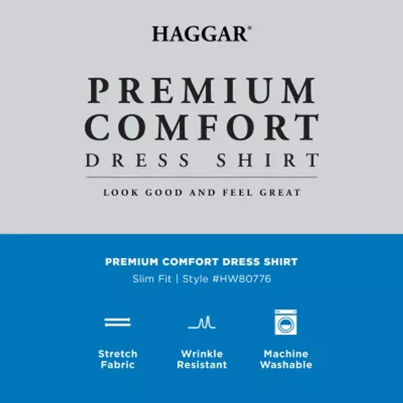 Haggar Smart Wash Mens Slim Fit Long Sleeve Dress Shirt