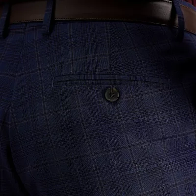 Haggar JMH Mens Plaid Slim Fit Flat Front Suit Pant