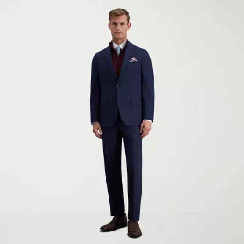 Haggar JMH Mens Plaid Slim Fit Flat Front Suit Pant