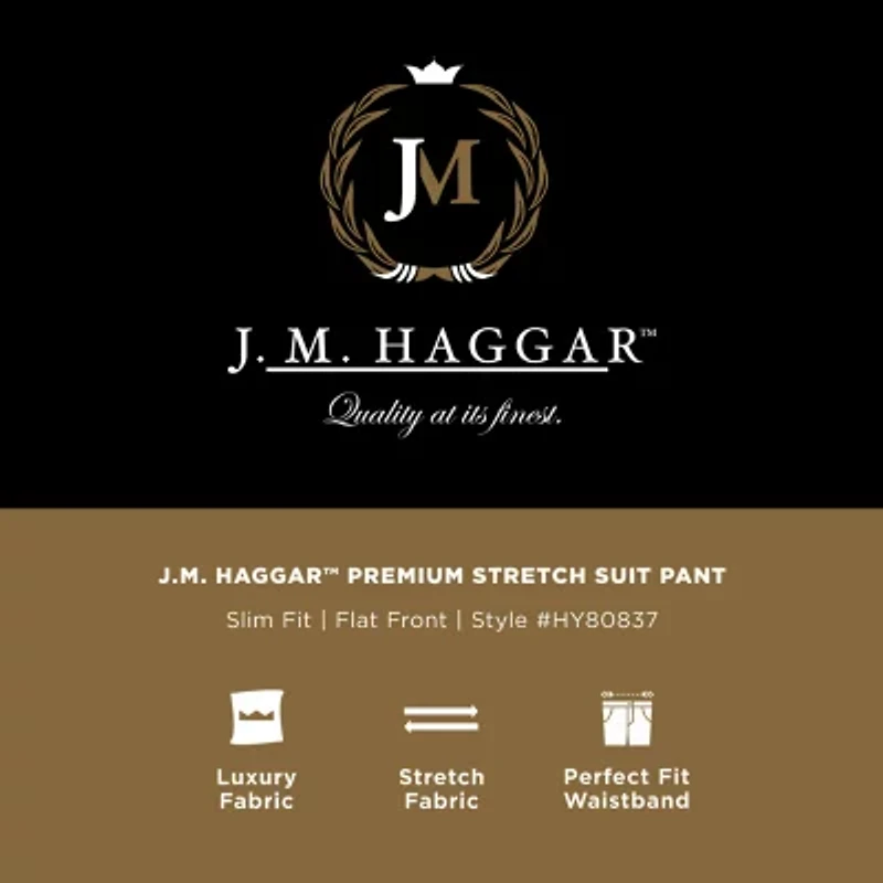 Haggar JMH Mens Plaid Slim Fit Flat Front Suit Pant