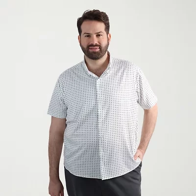 Haggar Performance Mens Short Sleeve Slim Fit Big and Tall Button-Down Shirt
