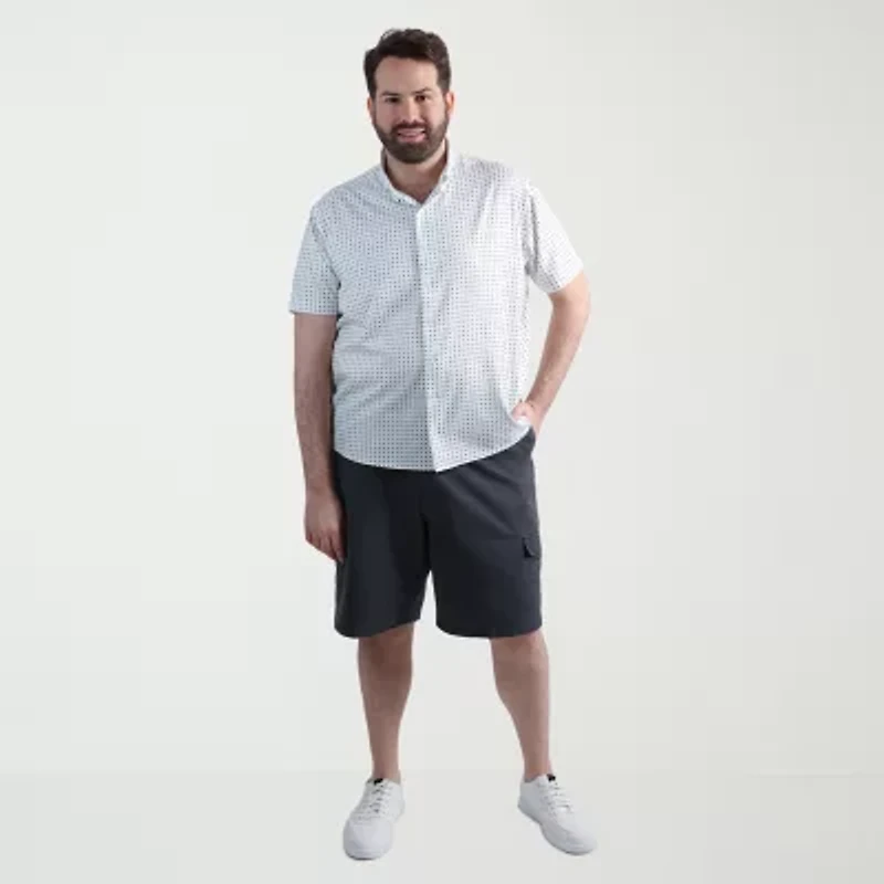 Haggar Performance Mens Short Sleeve Slim Fit Big and Tall Button-Down Shirt