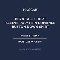 Haggar Performance Mens Short Sleeve Slim Fit Big and Tall Button-Down Shirt