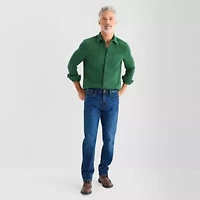 St. John's Bay Double Cloth Mens Long Sleeve Classic Fit Button-Down Shirt
