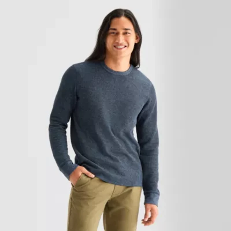 mutual weave Mens Crew Neck Long Sleeve T-Shirt