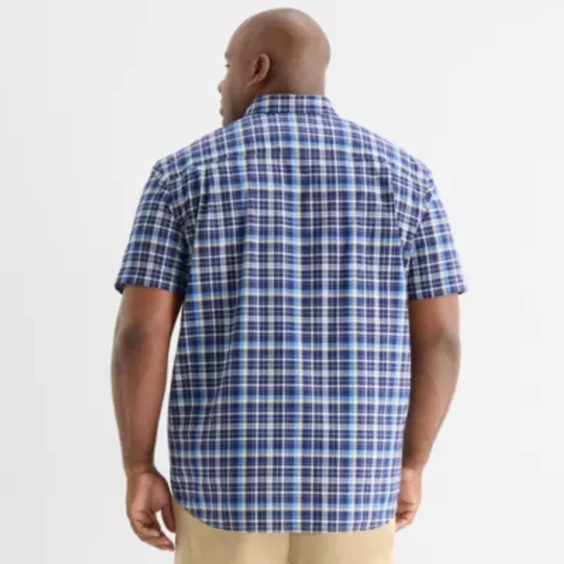 St. John's Bay Everyday Stretch Mens Short Sleeve Classic Fit Big and Tall Button-Down Shirt