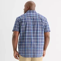 St. John's Bay Everyday Stretch Mens Short Sleeve Classic Fit Big and Tall Button-Down Shirt