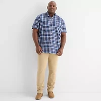 St. John's Bay Everyday Stretch Mens Short Sleeve Classic Fit Big and Tall Button-Down Shirt