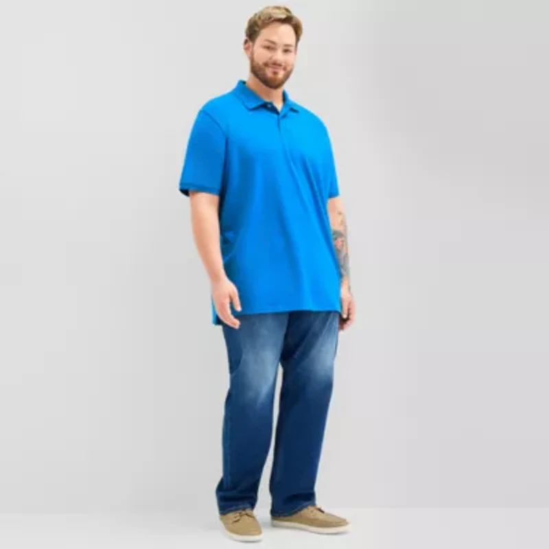 St. John's Bay Premium Stretch Big and Tall Mens Classic Fit Short Sleeve Polo Shirt