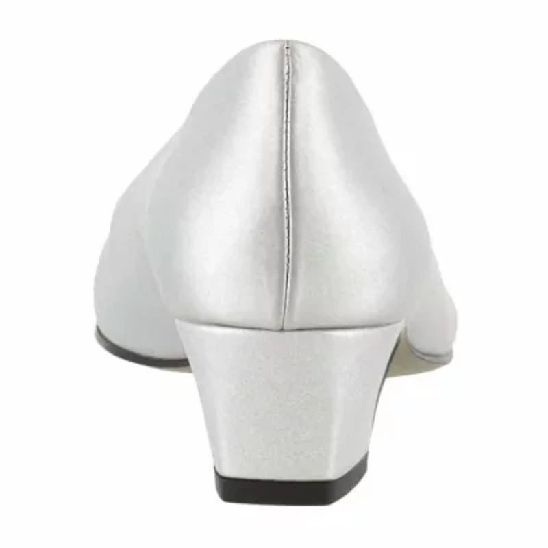 Easy Street Prim Womens Pointed Closed Toe Block Heel Pumps