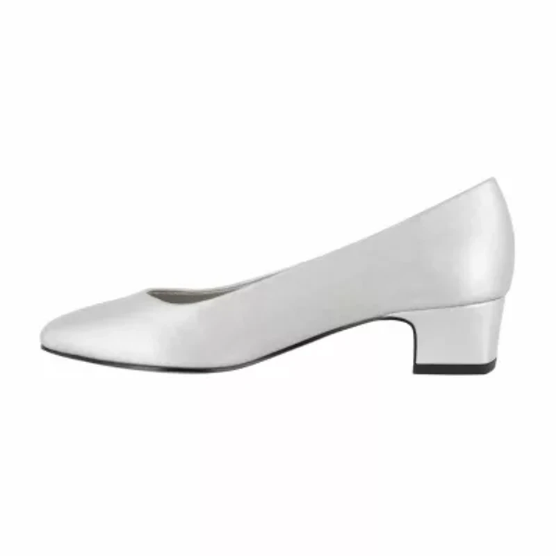Easy Street Prim Womens Pointed Closed Toe Block Heel Pumps