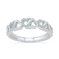 Womens 2MM 1/10 CT. T.W. Natural White Diamond 10K Gold Heart Band