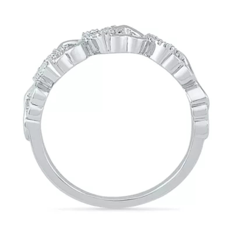 Womens 2MM 1/10 CT. T.W. Natural White Diamond 10K Gold Heart Band
