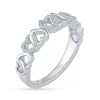 Womens 2MM 1/10 CT. T.W. Natural White Diamond 10K Gold Heart Band