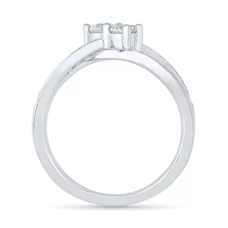 Womens 1/2 CT. T.W. Natural White Diamond 10K Gold Crossover Cocktail Ring