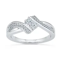 Womens 2MM 1/5 CT. Natural White Diamond 10K Gold Bypass  Band