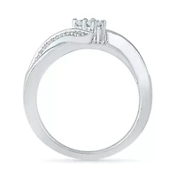Womens 2MM 1/5 CT. Natural White Diamond 10K Gold Bypass  Band