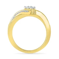 Womens 1/5 CT. Natural White Diamond 10K Gold Cocktail Ring