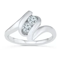 Womens 1/ CT. T.W. Natural White Diamond 10K Gold Cocktail Ring