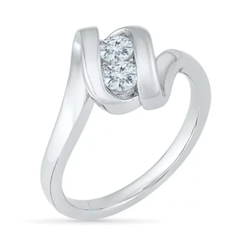 Womens 1/ CT. T.W. Natural White Diamond 10K Gold Cocktail Ring