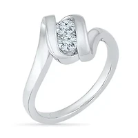 Womens 1/ CT. T.W. Natural White Diamond 10K Gold Cocktail Ring