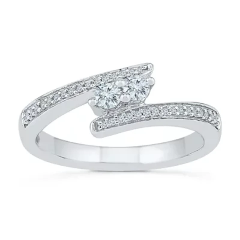 Womens 1/4 CT. T.W. Natural White Diamond 10K Gold Cocktail Ring