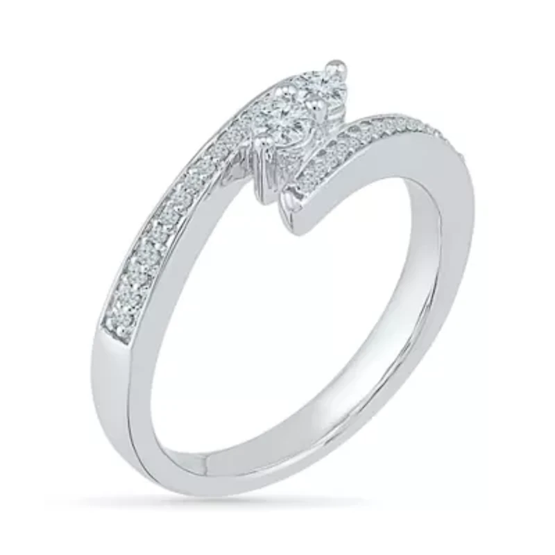 Womens 1/4 CT. T.W. Natural White Diamond 10K Gold Cocktail Ring