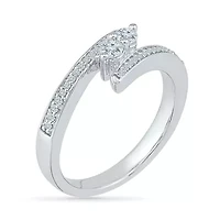Womens 1/4 CT. T.W. Natural White Diamond 10K Gold Cocktail Ring
