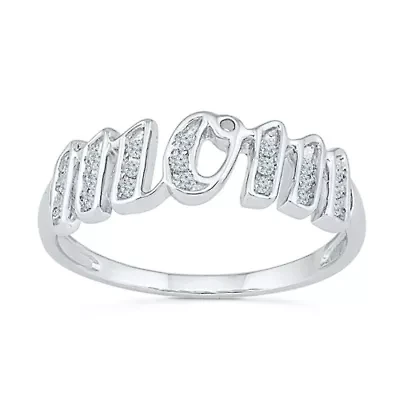 "Mom" Womens 2MM 1/8 CT. T.W. Natural White Diamond 10K Gold Band
